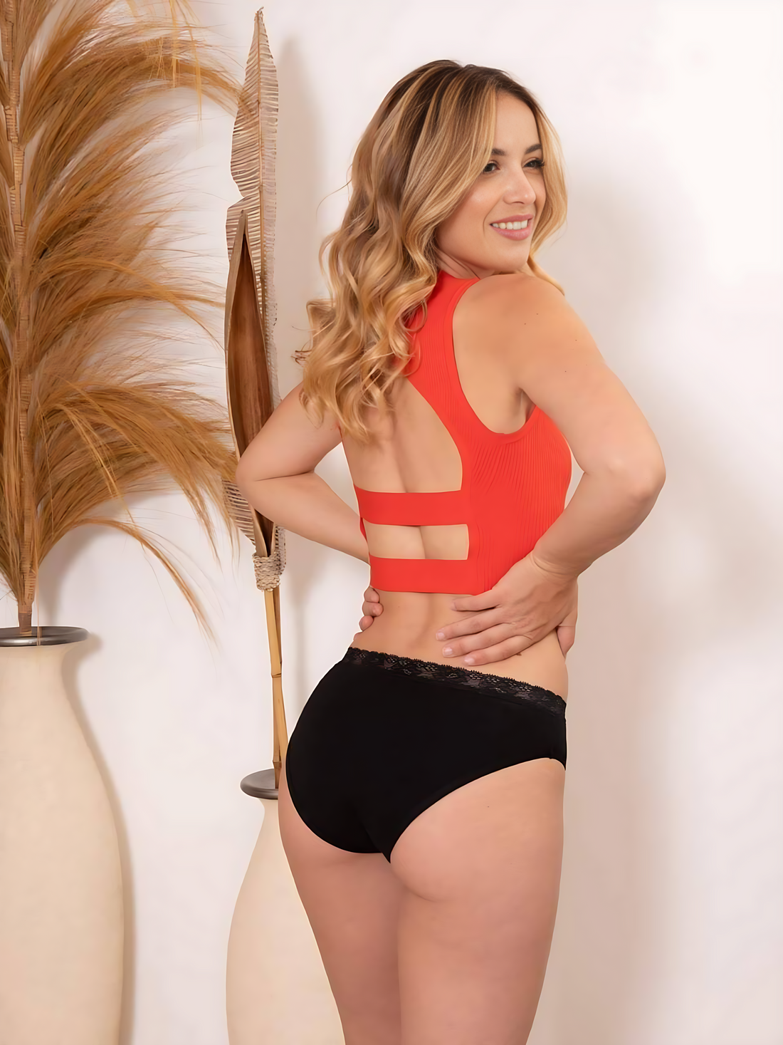 Culotte menstruelle en dentelle – 100% Bambou, Flux moyen à abondant
